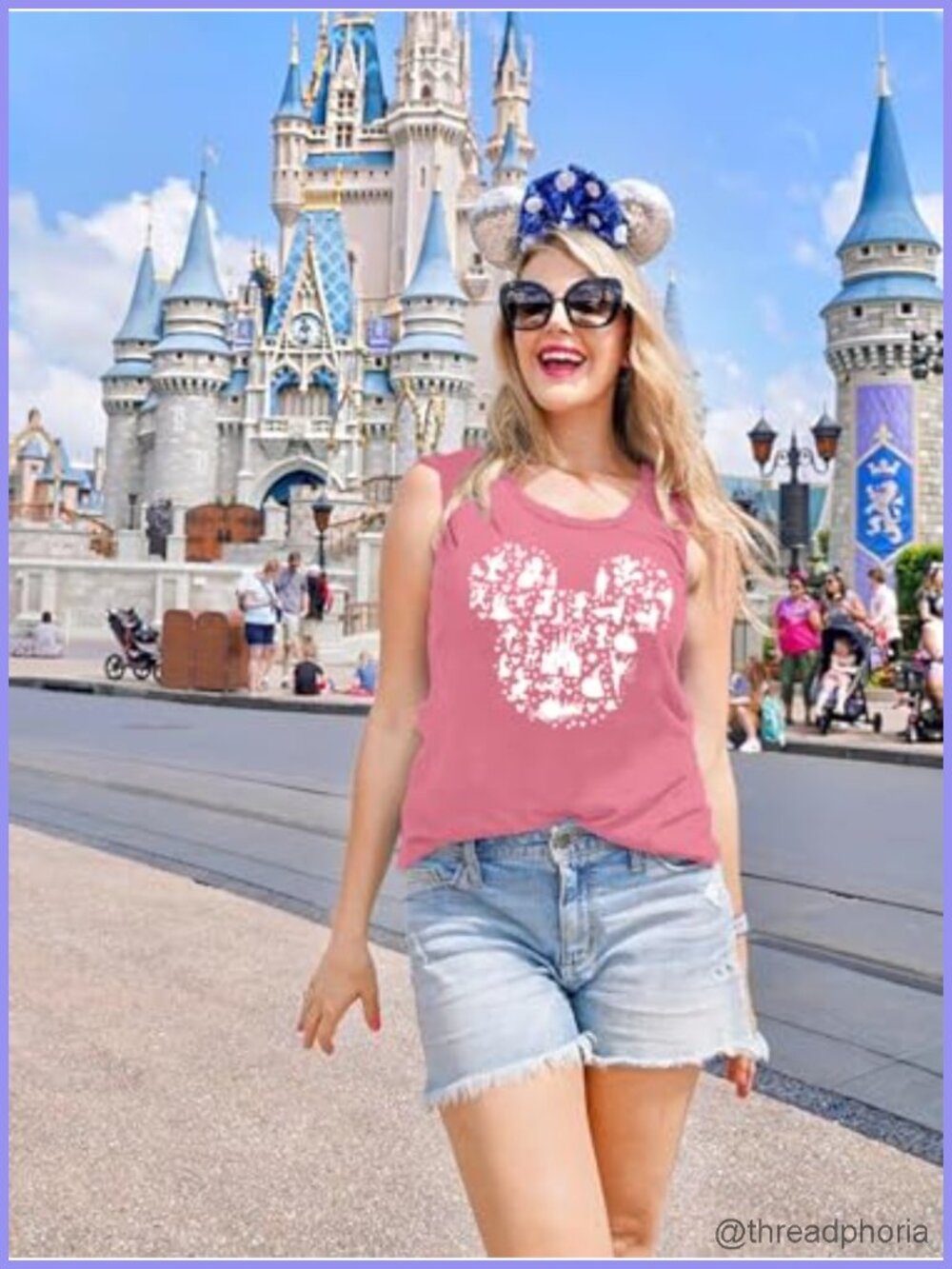 Women Fairy Castle Graphic Tank Top Magic Kingdom Sleeveless Tee Vacation Gift - Picture 2 of 6